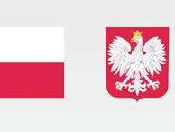 Biało-czerwona flaga Polski oraz godło Polski biały orzeł w koronie na czerwonym tle