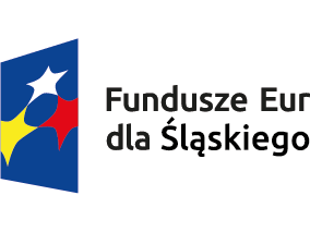 Logo Funduszy Europejskich dla Śląskiego trzy gwiazdy (biała, żółta i czerwona) na niebieskim tle oraz biało-czerwona flaga Polski oraz flaga Unii Europejskiej  dwanaście żłotych gwiaz na planie okręgu na niebieskim tle oraz herb Województwa Śląskiego żółty orzeł na błękitnym tle