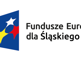 logo Funduszy Europejskich dla Śląskiego trzy gwiazdy (biała, żółta, czerwona) na niebieskim tle oraz biało-czerwona flaga Polski oraz flaga Unii Europejskiej dwanaście żółtych gwiazd na planie okręgu na niebieskim tle oraz herb Województwa Śląskiego żółty orzeł na błękitnym tle